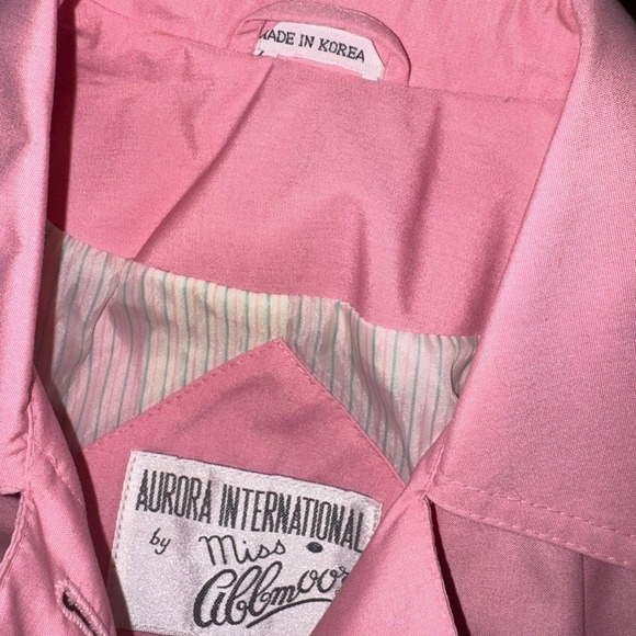 Vintage Pink Trench Coat Women's Aurora International by Miss Abbey Long Sleeve - Picture 3 of 10